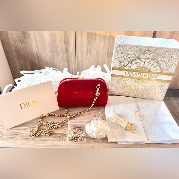DIOR Red Crossbody Bag + Box Lunar New Year Limited Edition Cosmetic Makeup Bag - Picture 1 of 16
